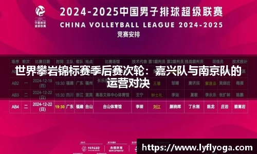 世界攀岩锦标赛季后赛次轮：嘉兴队与南京队的运营对决